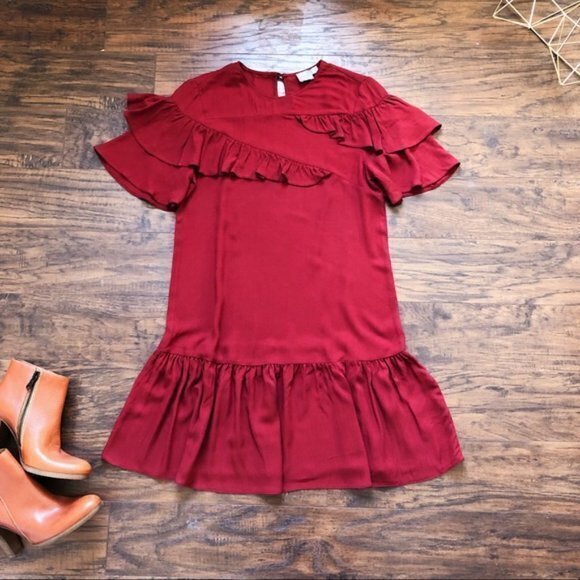 New ASOS Short Sleeve Drop Waist‎ Dress with Ruffles - Picture 8 of 9